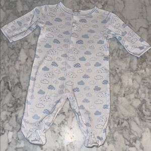 KISSY KISSY PIMA COTTON WHITE & BLUE CLOUD FOOTIE 6/9M